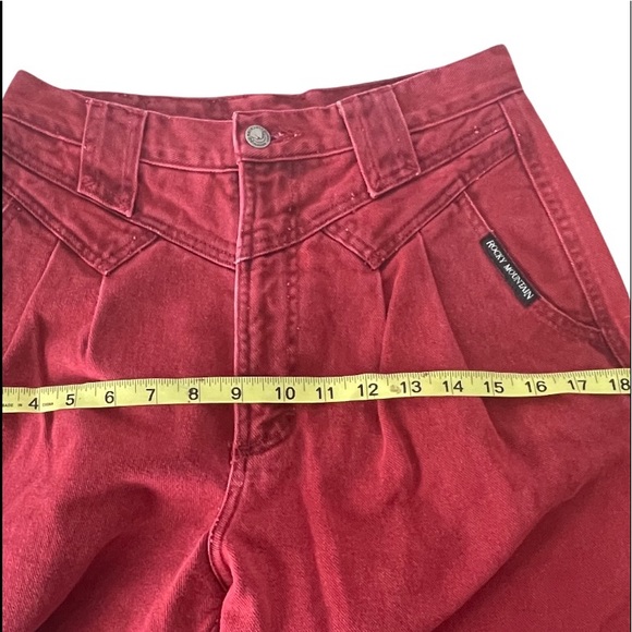 Vintage Rocky Mountain Jeans Bareback Deep Red RARE Pleats Denim Cotton 90s 80s - Picture 12 of 12